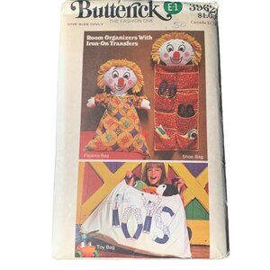 Butterick 3962 Pajama Shoe & Toy Bags Pattern Iron-On Transfers uncut 1970s